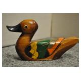 Carved Wooden Duck Decoy, Hand Painted, 3.5"l