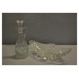 Anchor Hocking Pressed Glass Cruet And Bowl Anchor Hocking Pressed Glass Cruet And Bowl