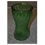 Glass Vase, Twisted Swirls, Green Glass Glass Vase, Twisted Swirls, Green Glass