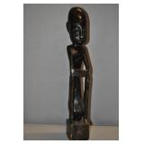 Hand Carved Wooden Folk Art Statue, Sitting Man,