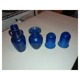 Blue Glass, Assorted Lot, Vases