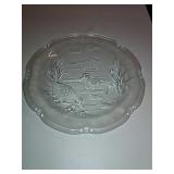 Platter, Glass, Duck And Pond Scene, 14 1/2"w Platter, Glass, Duck And Pond Scene, 14 1/2"w