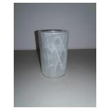 Glass Vase, Clear And White Swirl, 4 1/4" High Glass Vase, Clear And White Swirl, 4 1/4" High