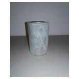 Glass Vase, Clear And White Swirl, 4 1/4" High