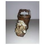 Sculpted Clay Fisherman And Water Barrel Figurine Sculpted Clay Fisherman And Water Barrel Figurine