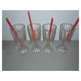 Vintage Sundae-malt Glasses Matching Set Of 4 Vintage Sundae-malt Glasses Matching Set Of 4