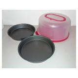 Cake Carrier And Pans Set Of 3