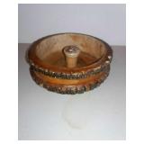 Wooden Folk Art Hand Carved Nut Bowl