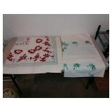 Pair Of Linen Table Coverings; Pair Of Linen Table Coverings;