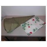 Pair Of Table Cloths, Red And Green Linen Pair Of Table Cloths, Red And Green Linen