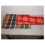 Pair Of Table Cloths, Plaids; Browns And Oranges