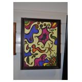 Whimsical Sea Life Oil Painting In Wood Frame. Whimsical Sea Life Oil Painting In Wood Frame.
