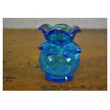 Blue Crackle Glass Vase 4 Inches