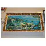 Folk Art Picture, Bavarian Mountain Scene Folk Art Picture, Bavarian Mountain Scene