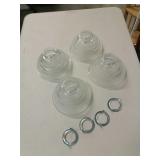 4 Clear Glass Retro Shades, 2" Hole With Metal Col