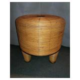 Wicker Round Stool With Metal Frame, 14x14.