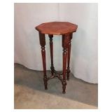 Wooden Plant Stand, Hexagonal Top, Turned Legs,