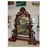 Antique Mirror, Hand Carved Wood Frame Antique Mirror, Hand Carved Wood Frame