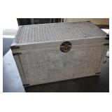 Wicker Chest, Painted White, Brass Latch Wicker Chest, Painted White, Brass Latch
