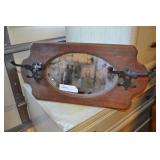Oval Wall Mirror, Vintage, Wood Frame With Oval Wall Mirror, Vintage, Wood Frame With