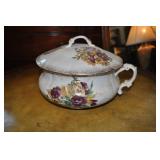 Lidded Chamber Pot, Vintage, Lidded Chamber Pot, Vintage,