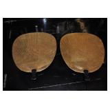 Pair Vintage Lacquered Fan Plates Pair Vintage Lacquered Fan Plates