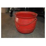 Cast Iron Cauldron, Vintage, Footed, Red