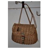 Fishing Basket, Vintage, Woven Willow Fishing Basket, Vintage, Woven Willow