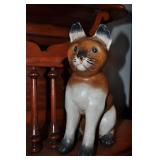 Sitting Kitty, Carved Wood, Painted 10.75" H Sitting Kitty, Carved Wood, Painted 10.75" H