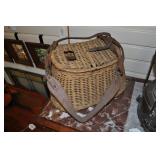 Fishing Creel Basket, Vintage, Woven Willow Fishing Creel Basket, Vintage, Woven Willow