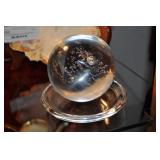Clear Glass Paperweight, Signed Clear Glass Paperweight, Signed