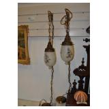 Glass Shade Teardrop Lamps, Vintage, Pair