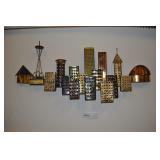Seattle Skyline Metal Art, Vintage, 30" X 13" Seattle Skyline Metal Art, Vintage, 30" X 13"