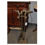 Brass Fireplace Set, Horse Head Handles Brass Fireplace Set, Horse Head Handles