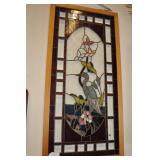 Heron Stained Glass Window With Frame.