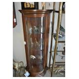 Bow Front Curio Cabinet, Lighted With Glass