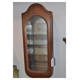 Small Wooden Wall Cabinet, Glass Shelves