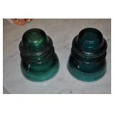 Glass Insulators, Vintage, Pair, 1 Hemingray 42