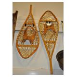 Snowshoes, Vintage, Wood And Animal Hide