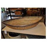 Bamboo And Brass Boat, Vintage Bamboo And Brass Boat, Vintage