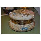 Satin Glass Dresser Box, Vintage Satin Glass Dresser Box, Vintage