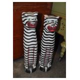 2 Wooden Cats Black And White Striped. 18"