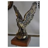 Medium Brass Eagle, 13.5, Wood Base.