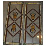 Pair Stained Glass Window Panels