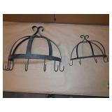 Two kitchen iron wall racks. 16 & 11" Two kitchen iron wall racks. 16 & 11"