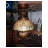 Victorian Antique Lamp And Shade, Electrified.