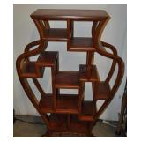 Curio Display Stand, Vintage, Burl And Rose Wood Curio Display Stand, Vintage, Burl And Rose Wood