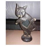 Cat mirror, 14.5", carved wood. Cat mirror, 14.5", carved wood.
