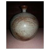 Art pottery vase, weed pot. Chip in top rim.9"