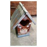 Birdhouse, Painted Wood, Home Sweet Home 9" Birdhouse, Painted Wood, Home Sweet Home 9"